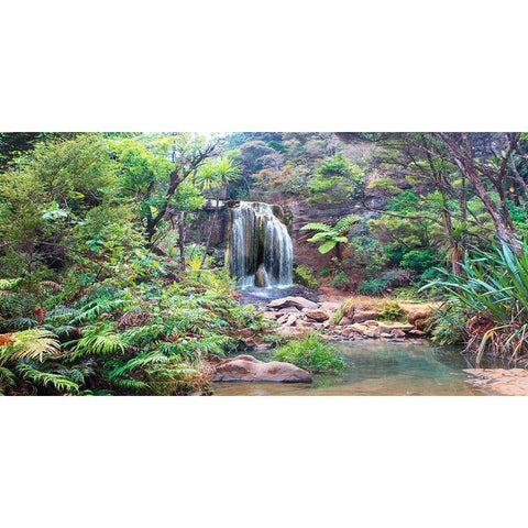 Rainforest waterfall Gold Ornate Wood Framed Art Print with Double Matting by Pangea Images