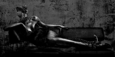 Dark Lady White Modern Wood Framed Art Print with Double Matting by VizLab