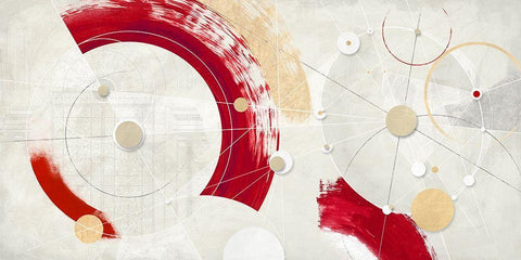 Orbite cremisi White Modern Wood Framed Art Print with Double Matting by Armenti, Arturo