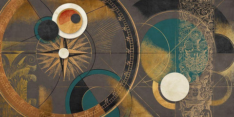 Orbite Spaziali - Blu White Modern Wood Framed Art Print with Double Matting by Armenti, Arturo