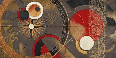 Orbite Spaziali - Rosso Black Ornate Wood Framed Art Print with Double Matting by Armenti, Arturo