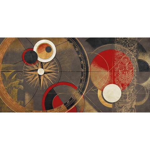 Orbite Spaziali - Rosso Black Modern Wood Framed Art Print with Double Matting by Armenti, Arturo