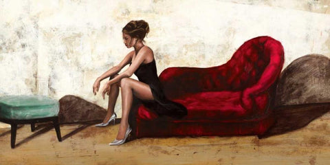 The Red Sofa White Modern Wood Framed Art Print with Double Matting by Antinori, Andrea