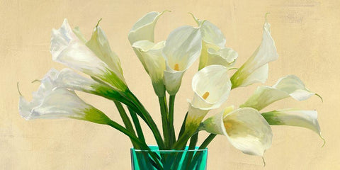 White Callas in a Glass Vase (detail) White Modern Wood Framed Art Print with Double Matting by Antinori, Andrea