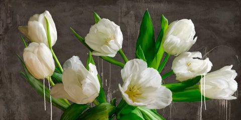 Tulip blackboard White Modern Wood Framed Art Print with Double Matting by Vinci, Alex