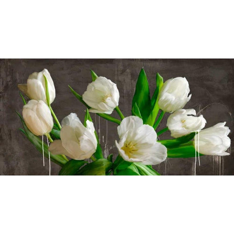 Tulip blackboard Black Modern Wood Framed Art Print with Double Matting by Vinci, Alex