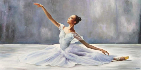 Ballerina Black Ornate Wood Framed Art Print with Double Matting by Benson, Pierre