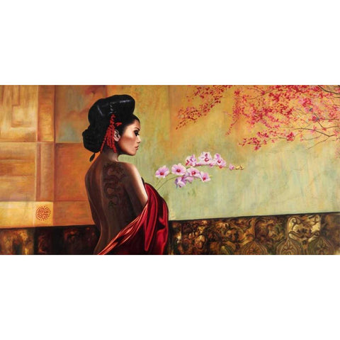 Wild Orchid Black Modern Wood Framed Art Print by Benson, Pierre