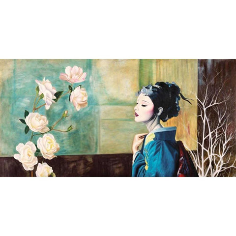 Wild Flower Gold Ornate Wood Framed Art Print with Double Matting by Benson, Pierre