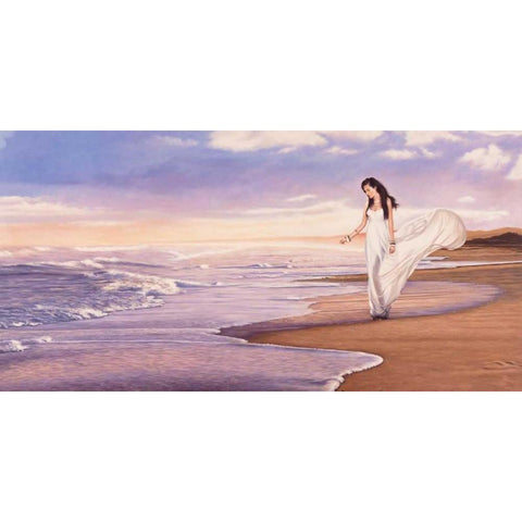 Ocean Waves White Modern Wood Framed Art Print by Benson, Pierre