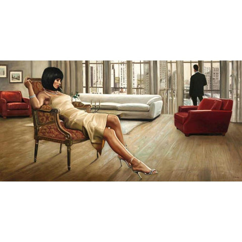 Lovers Nest Black Modern Wood Framed Art Print by Benson, Pierre