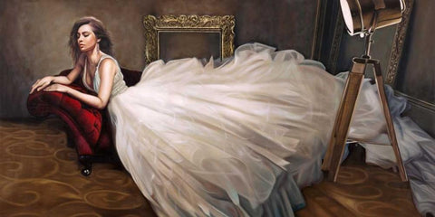 The White Dress White Modern Wood Framed Art Print with Double Matting by Benson, Pierre