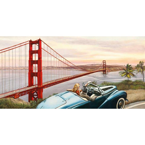 Golden Gate View Black Modern Wood Framed Art Print by Benson, Pierre
