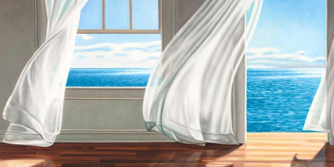 Ocean Escape White Modern Wood Framed Art Print with Double Matting by Benson, Pierre