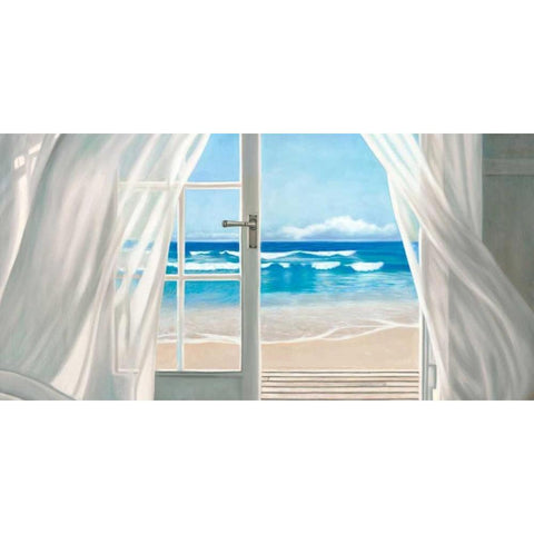 Window by the Sea (detail) Gold Ornate Wood Framed Art Print with Double Matting by Benson, Pierre