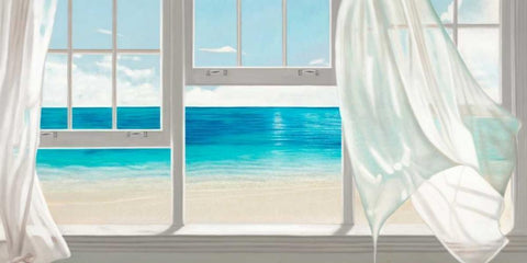 Emerald Seascape Black Ornate Wood Framed Art Print with Double Matting by Benson, Pierre