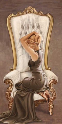 Beautiful Queen II Black Ornate Wood Framed Art Print with Double Matting by Benson