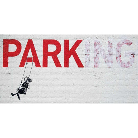 Broadway Los Angeles-graffiti attributed to Banksy - detail White Modern Wood Framed Art Print by Anonymous