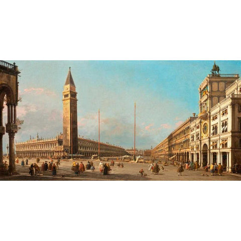 Piazza San Marco Looking South and West Black Modern Wood Framed Art Print with Double Matting by Canaletto