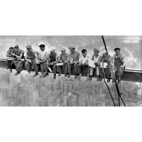New York Construction Workers Lunching on a Crossbeam 1932 Black Modern Wood Framed Art Print with Double Matting by Ebbets, Charles C.