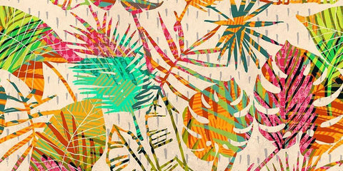 Palm Festoon White Modern Wood Framed Art Print with Double Matting by Grant, Eve C.