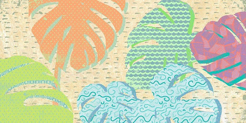 Leaves DÃ©cor White Modern Wood Framed Art Print with Double Matting by Grant, Eve C.