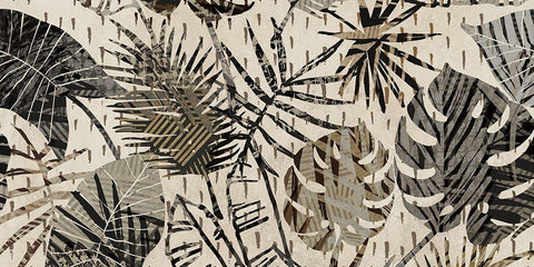 Grey Palms Black Ornate Wood Framed Art Print with Double Matting by Grant, Eve C.