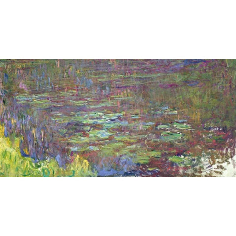 Waterlilies at Sunset Black Modern Wood Framed Art Print with Double Matting by Monet, Claude