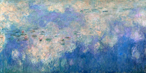 Detail of Waterlilies- The Clouds Black Ornate Wood Framed Art Print with Double Matting by Monet, Claude