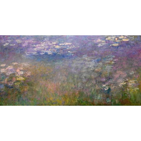 Water Lilies White Modern Wood Framed Art Print by Monet, Claude