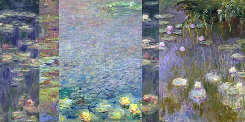 Waterlilies III White Modern Wood Framed Art Print with Double Matting by Monet, Claude