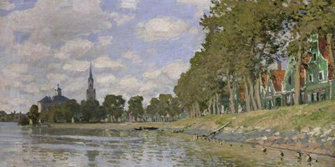 Zaandam, Holland (detail) White Modern Wood Framed Art Print with Double Matting by Monet, Claude