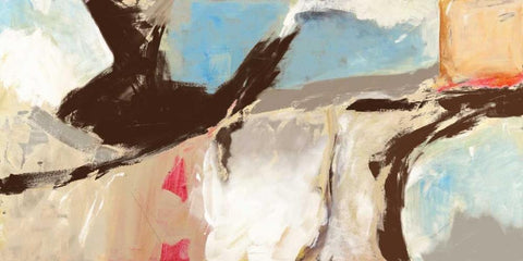 Aqua and Greige White Modern Wood Framed Art Print with Double Matting by Olin, Chaz