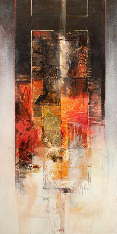 Sinfonia in rosso Black Ornate Wood Framed Art Print with Double Matting by Censini