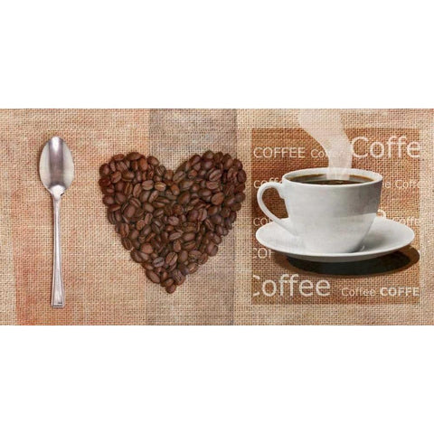 I Love Coffee Black Modern Wood Framed Art Print with Double Matting by Teller, Skip