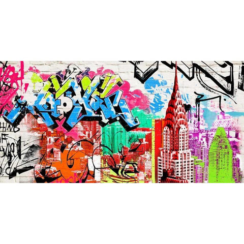 Pop Manhattan White Modern Wood Framed Art Print by Teller, Skip