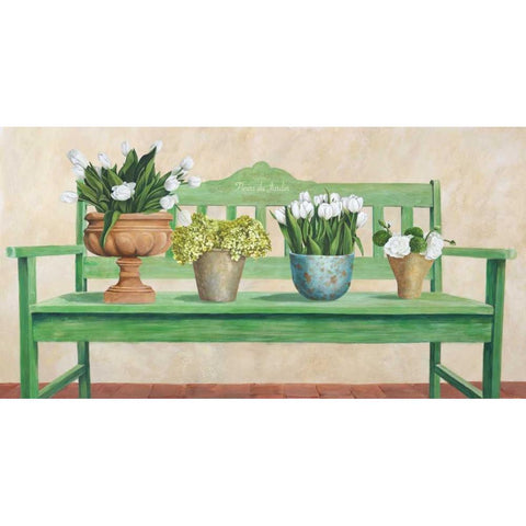 Jardin Francais Gold Ornate Wood Framed Art Print with Double Matting by Dellal, Remy