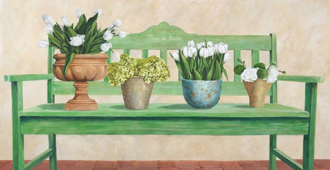 Jardin Francais White Modern Wood Framed Art Print with Double Matting by Dellal, Remy