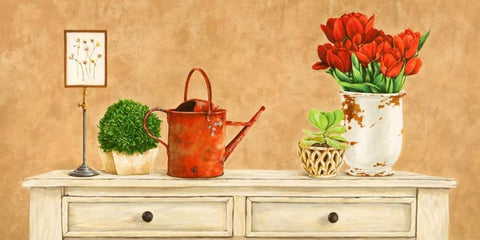 Mon jardin II White Modern Wood Framed Art Print with Double Matting by Dellal, Remy