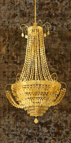 Panneau Chandelier I Black Ornate Wood Framed Art Print with Double Matting by Dellal, Remy