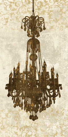 Panneau Chandelier II Black Ornate Wood Framed Art Print with Double Matting by Dellal, Remy
