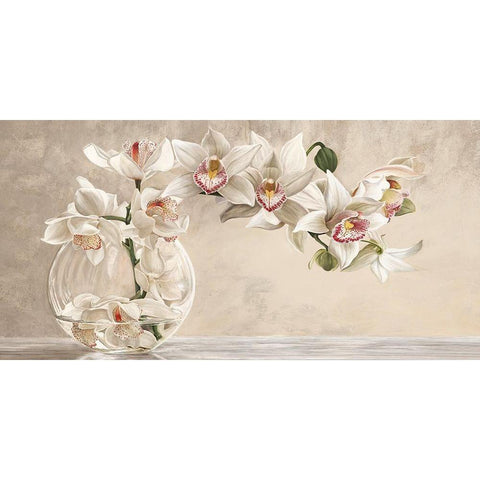 Orchid Arrangement I Gold Ornate Wood Framed Art Print with Double Matting by Dellal, Remy