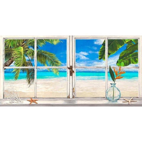Horizon tropical Black Modern Wood Framed Art Print with Double Matting by Dellal, Remy