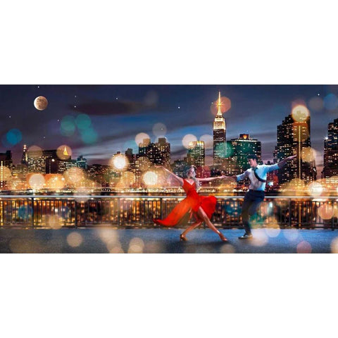 Dancin in the Moonlight White Modern Wood Framed Art Print by Loumer, Dianne