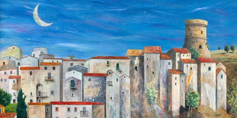 Villaggio silenzioso White Modern Wood Framed Art Print with Double Matting by Larotonda, Donato