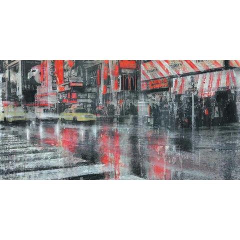 Times Square 2 Black Modern Wood Framed Art Print with Double Matting by Moschetta, Dario