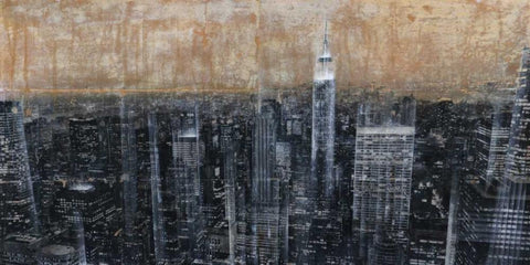 NYC Aerial 3 White Modern Wood Framed Art Print with Double Matting by Moschetta, Dario