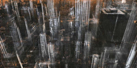 NYC Aerial 1 White Modern Wood Framed Art Print with Double Matting by Moschetta, Dario