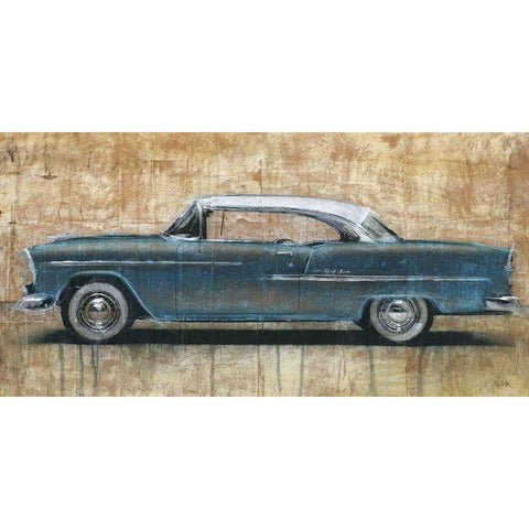 Vintage Blue Black Modern Wood Framed Art Print with Double Matting by Moschetta, Dario