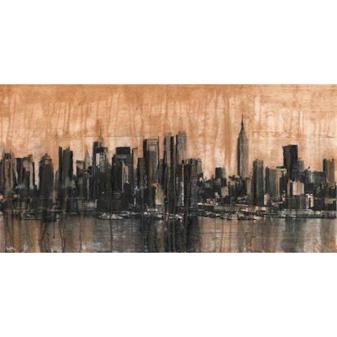 NYC Skyline 1 Gold Ornate Wood Framed Art Print with Double Matting by Moschetta, Dario